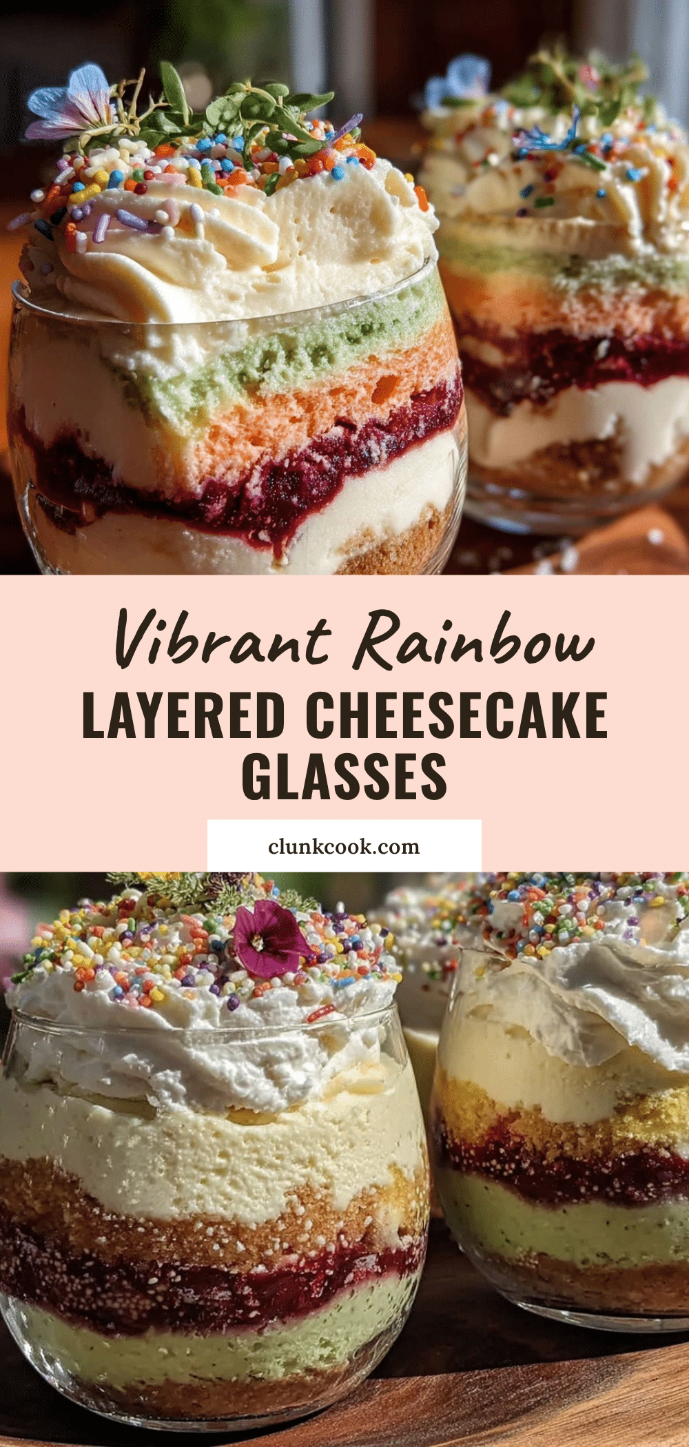 rainbow layered chilled cheesecake glasses recipe