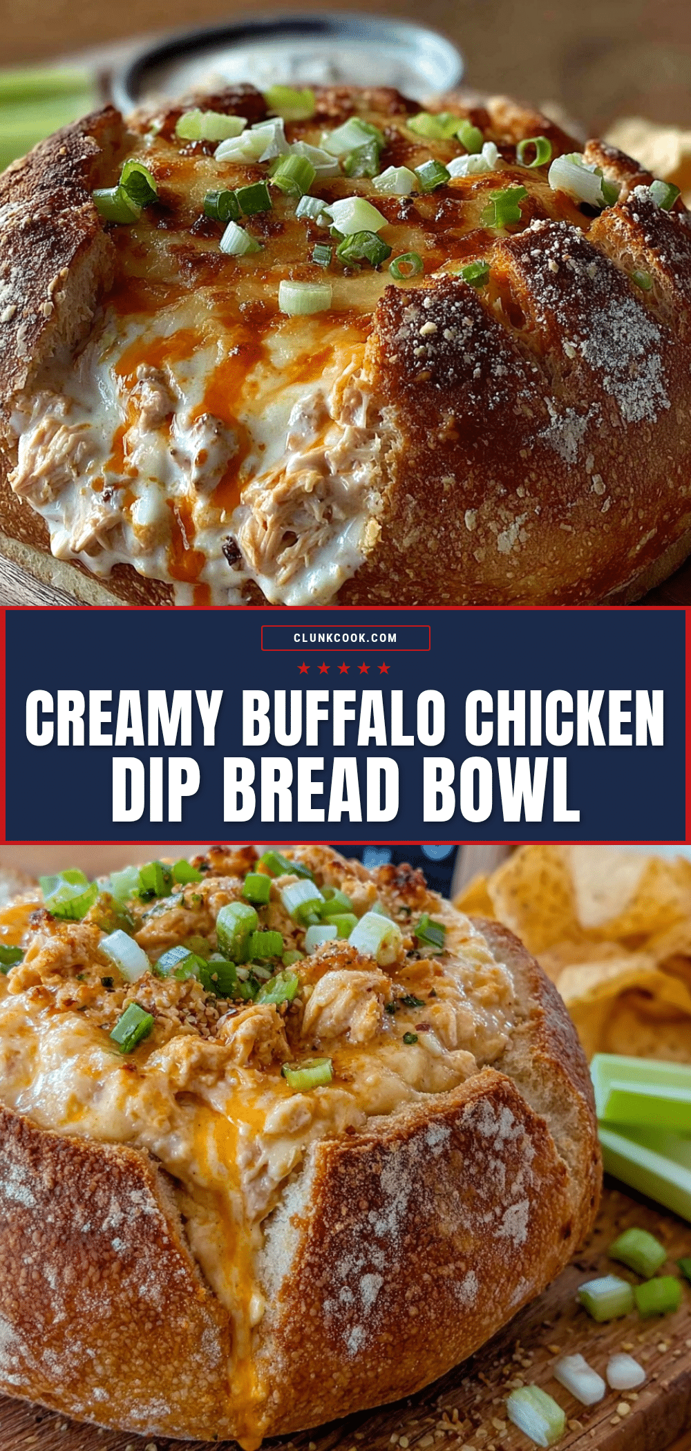 creamy buffalo chicken dip bread bowl recipe