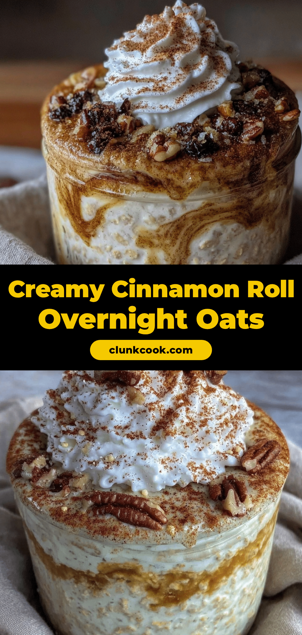 creamy cinnamon roll overnight oats recipe