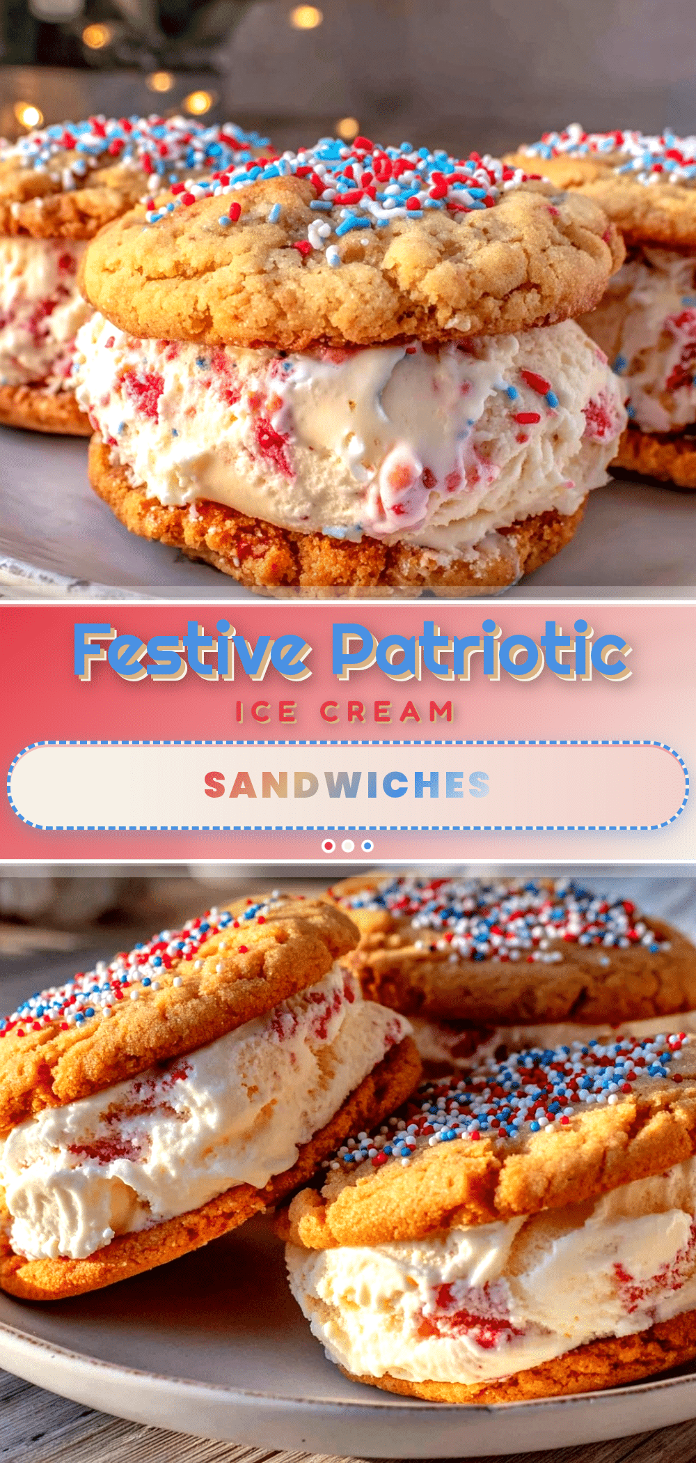 Festive Patriotic Ice Cream Sandwiches recipe