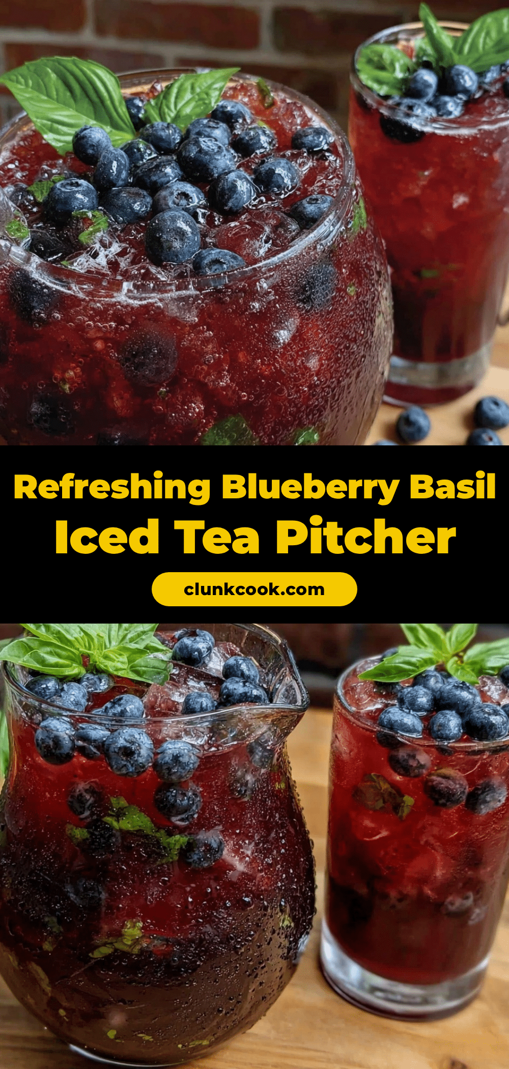 Fresh Blueberry Basil Iced Tea Pitcher recipe