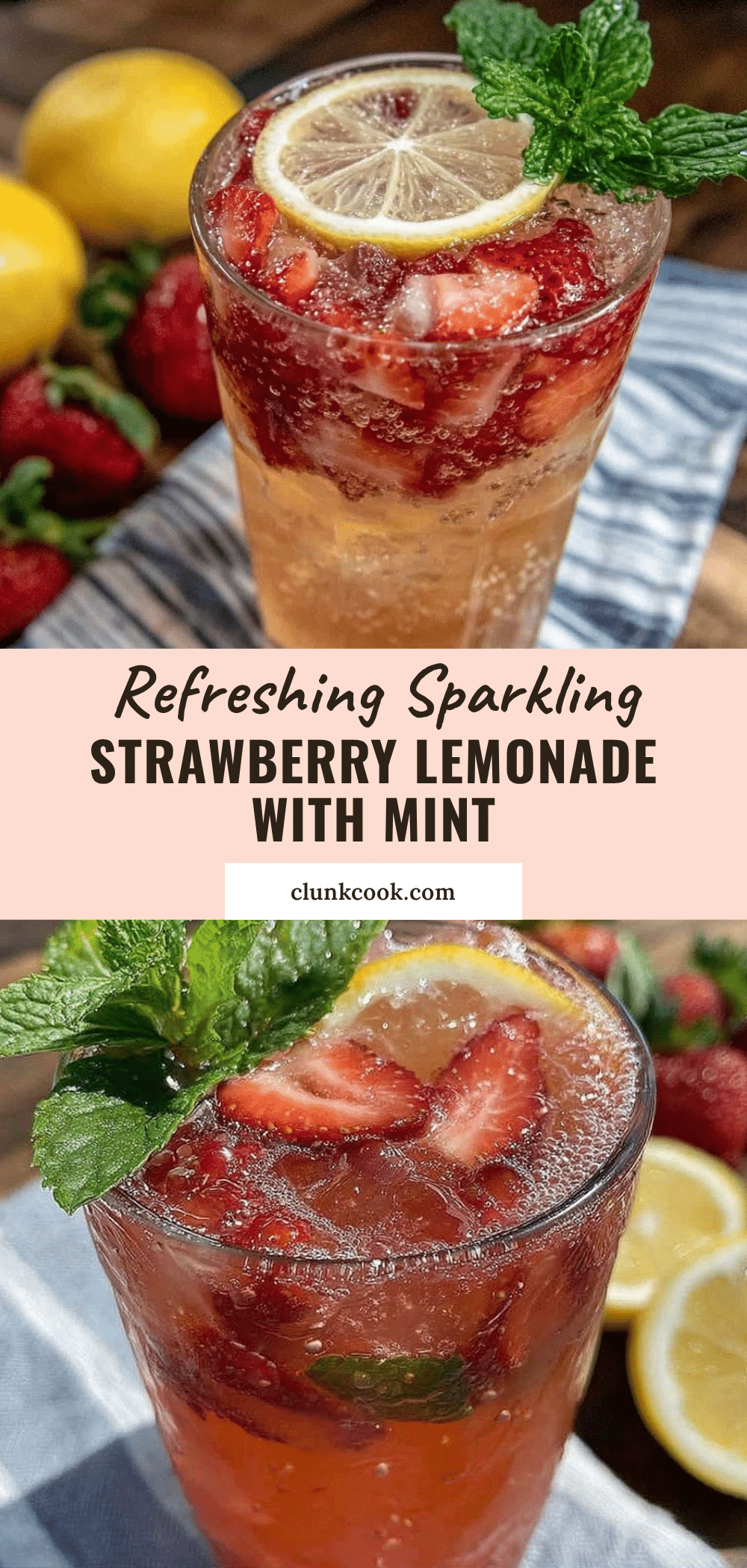 fresh sparkling strawberry lemonade with mint recipe