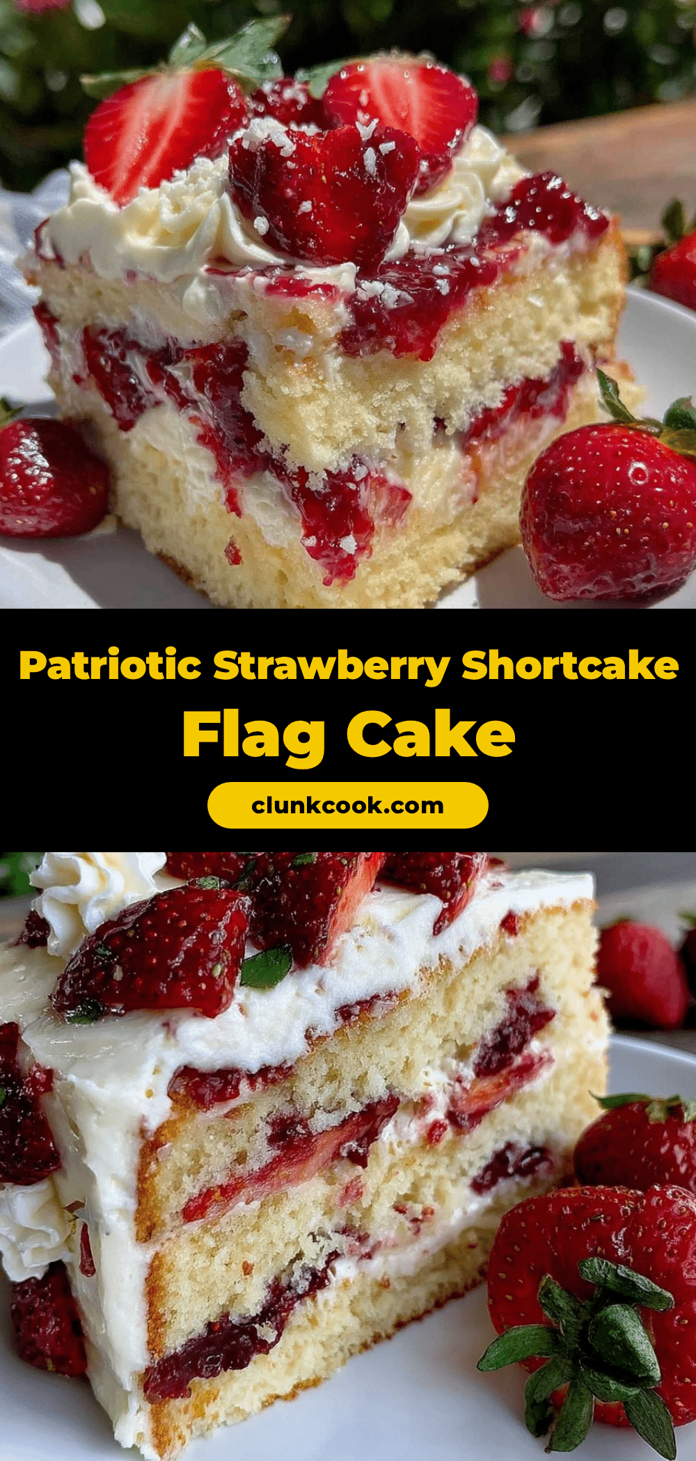 Fresh Strawberry Shortcake Flag Cake recipe