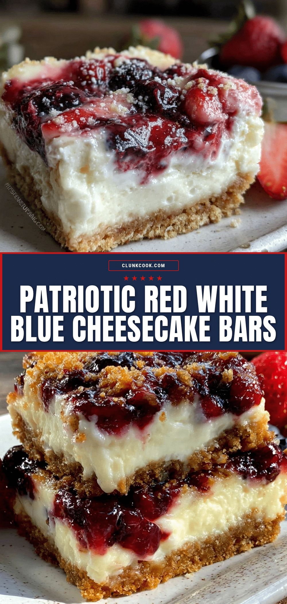 red white and blue cheesecake bars recipe