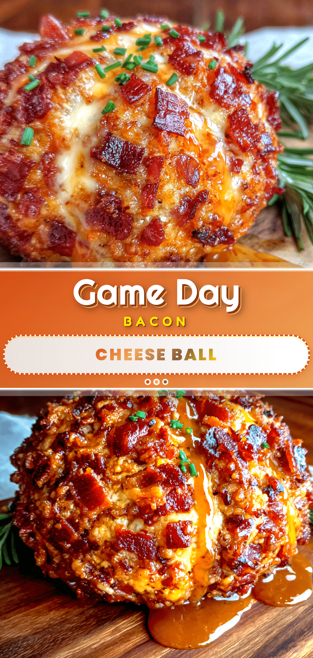 baked football cheese ball with bacon recipe