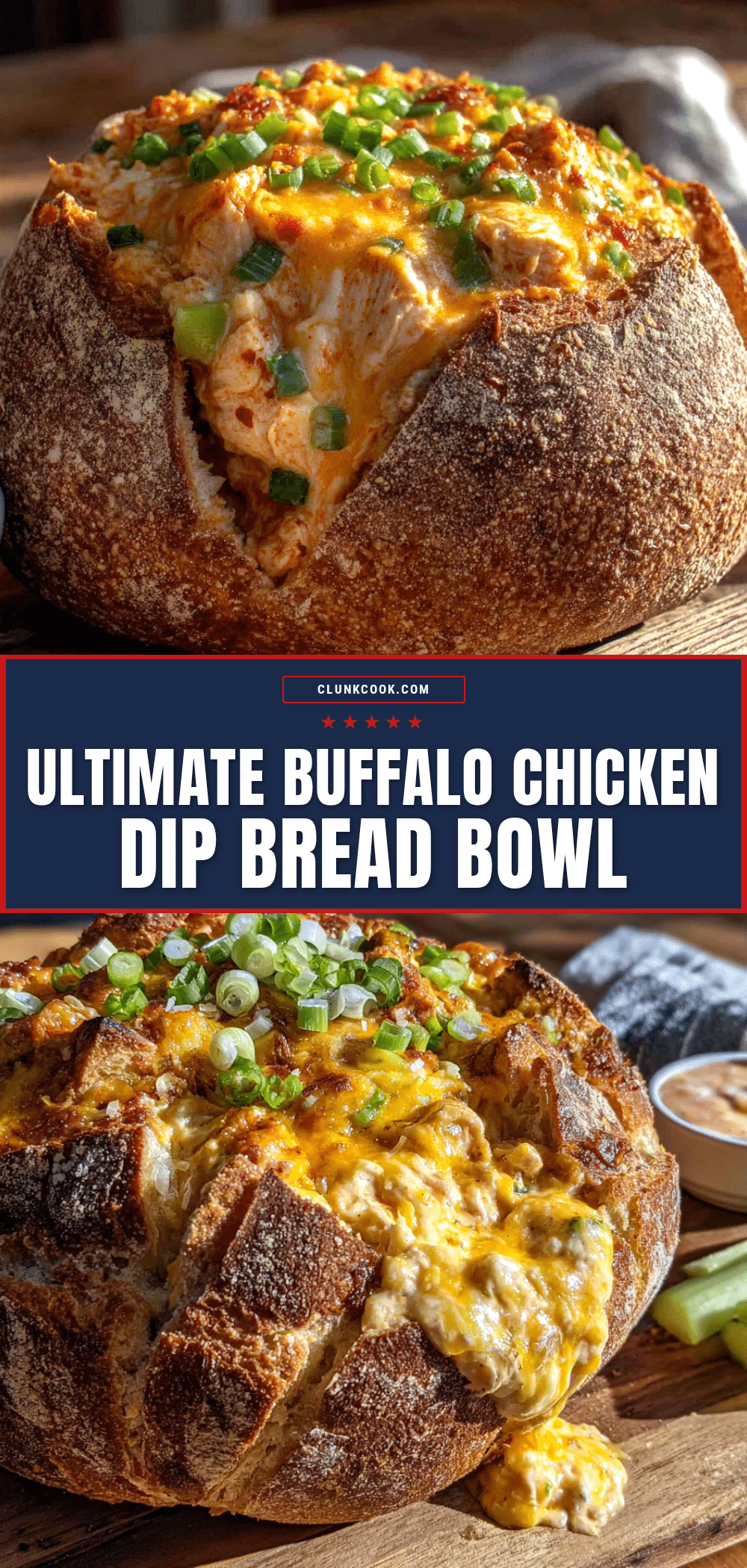 buffalo chicken dip stuffed bread bowl recipe