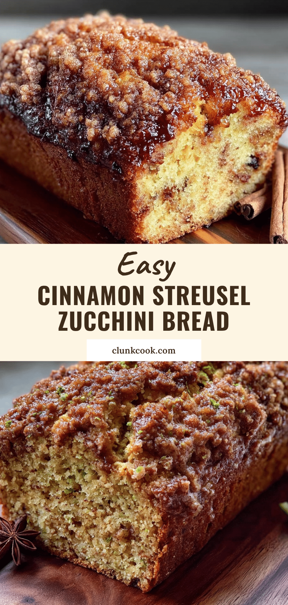 cinnamon streusel zucchini bread recipe