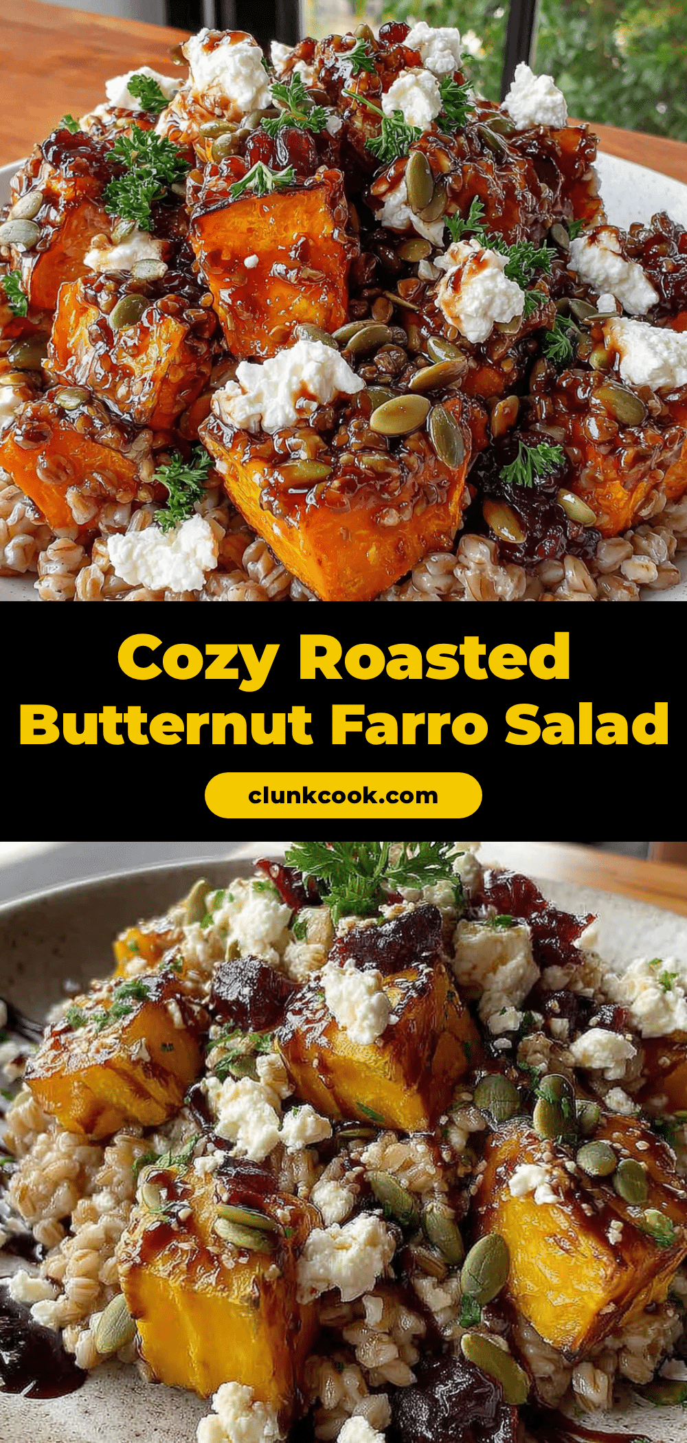 cozy roasted butternut squash and farro salad recipe