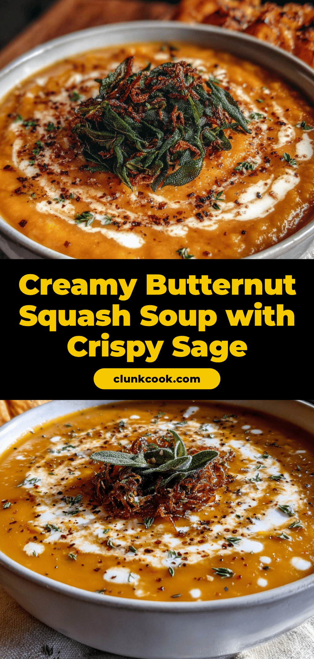 creamy butternut squash soup with crispy sage recipe