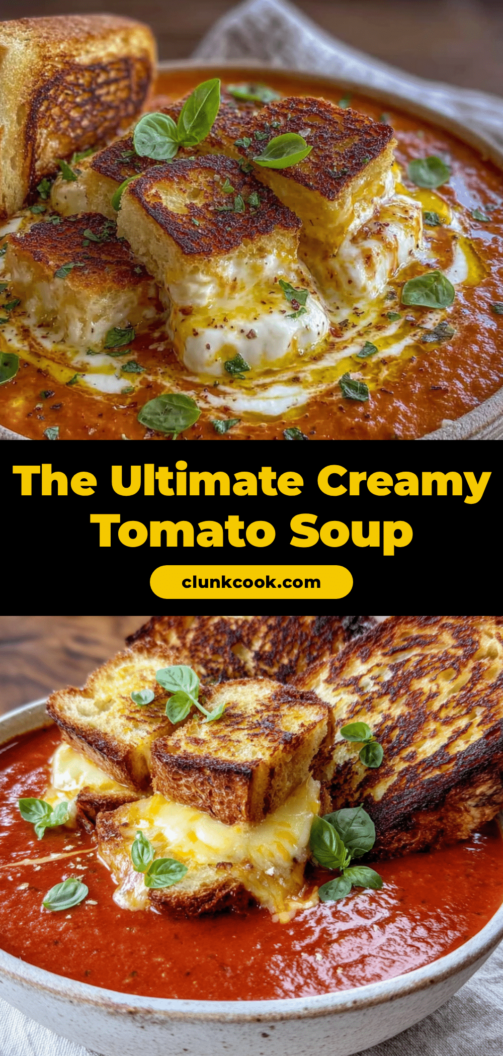 creamy tomato basil soup with grilled cheese croutons recipe