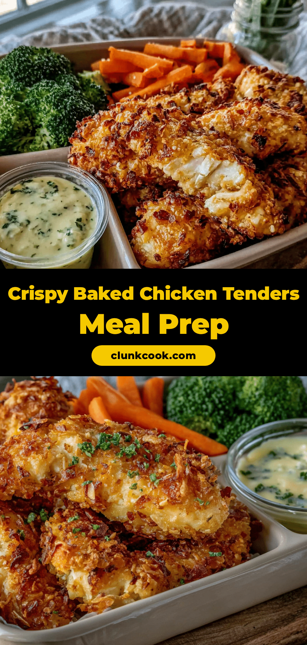 crispy baked chicken tenders lunchbox meal prep recipe
