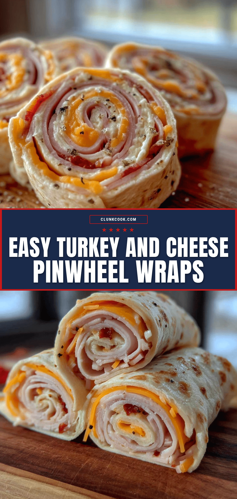 Easy Turkey and Cheese Pinwheel Wraps recipe
