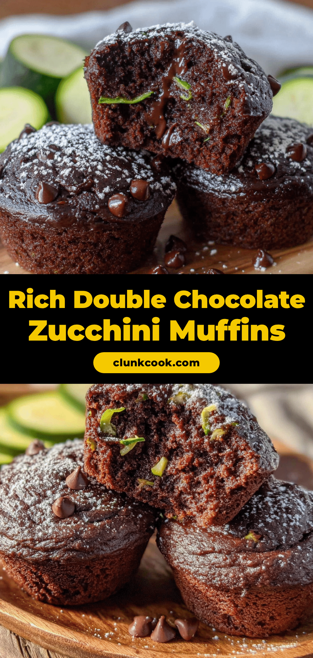 fudgy double chocolate zucchini muffins recipe