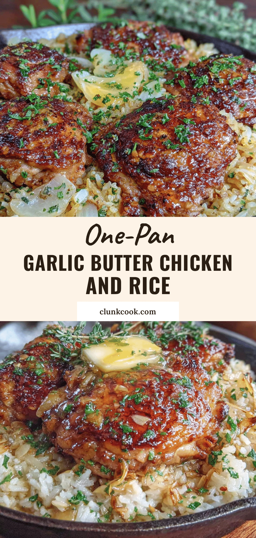 one-pan garlic butter chicken and rice recipe