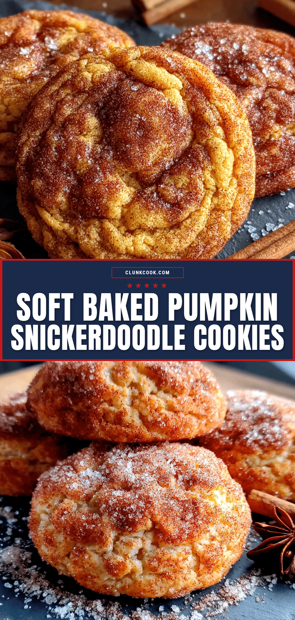 Soft Baked Pumpkin Snickerdoodle Cookies recipe