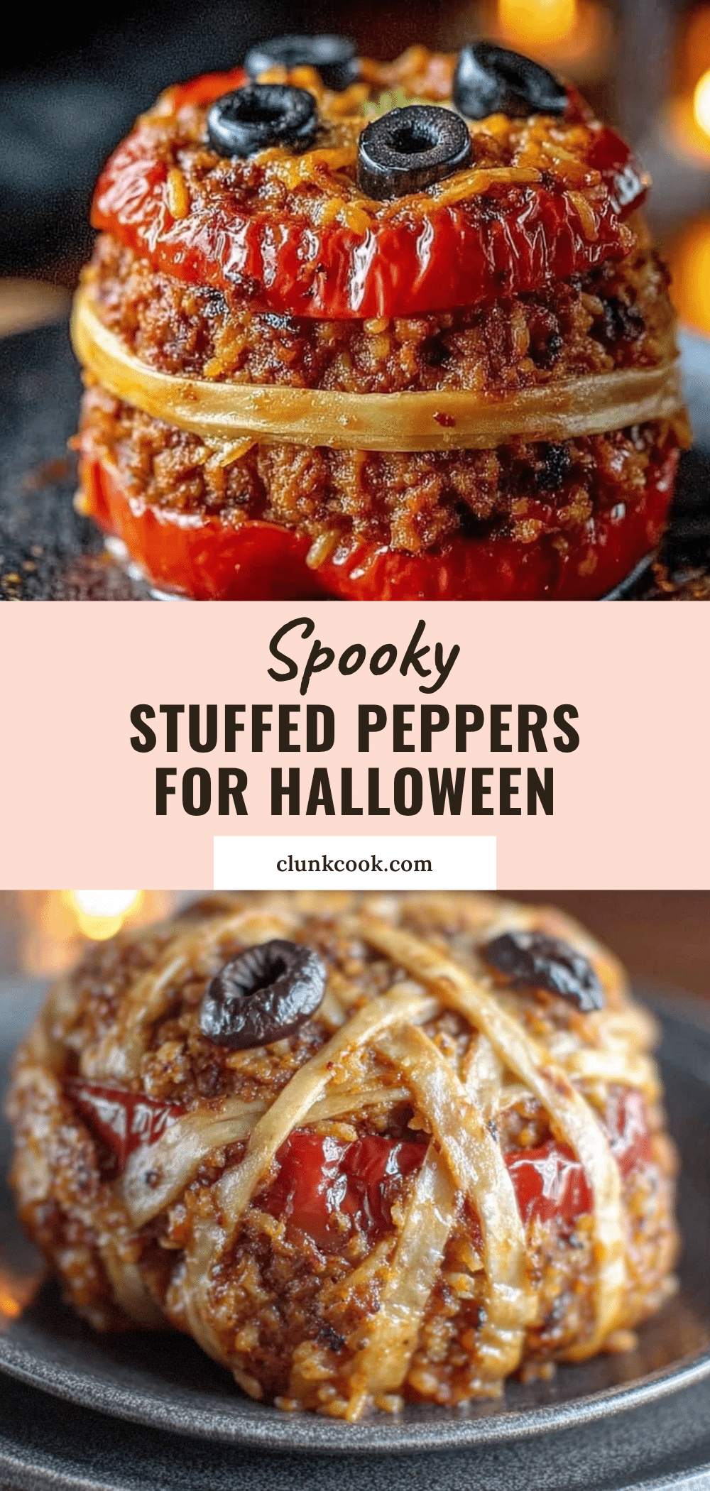 Spooky Mummy Stuffed Peppers for Halloween Dinner recipe