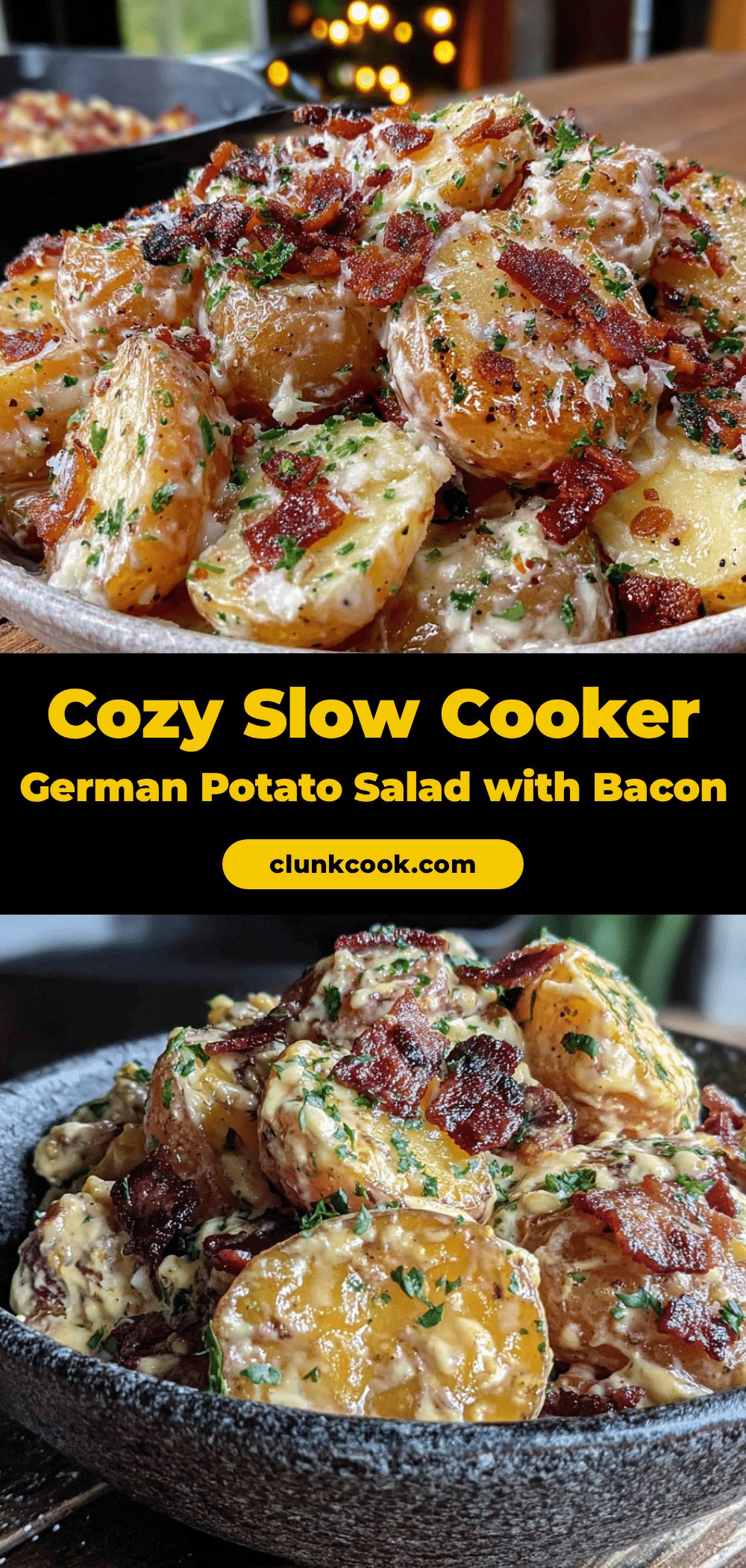 cozy slow cooker German potato salad with bacon recipe