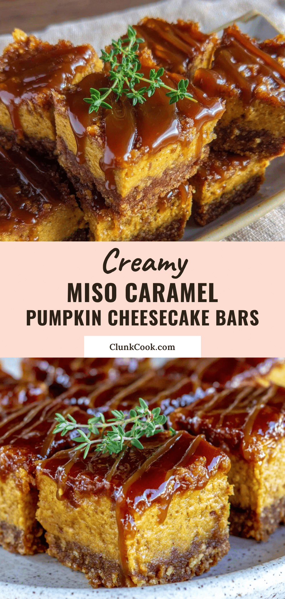 creamy miso caramel pumpkin cheesecake bars recipe