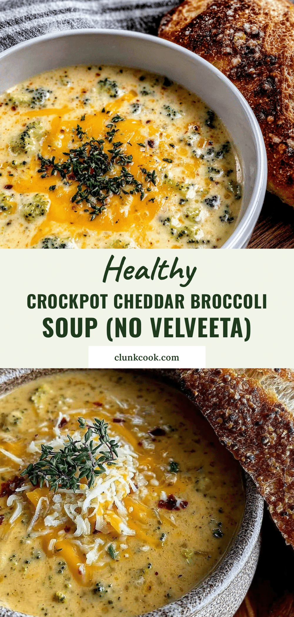 Healthy Crockpot Cheddar Broccoli Soup recipe