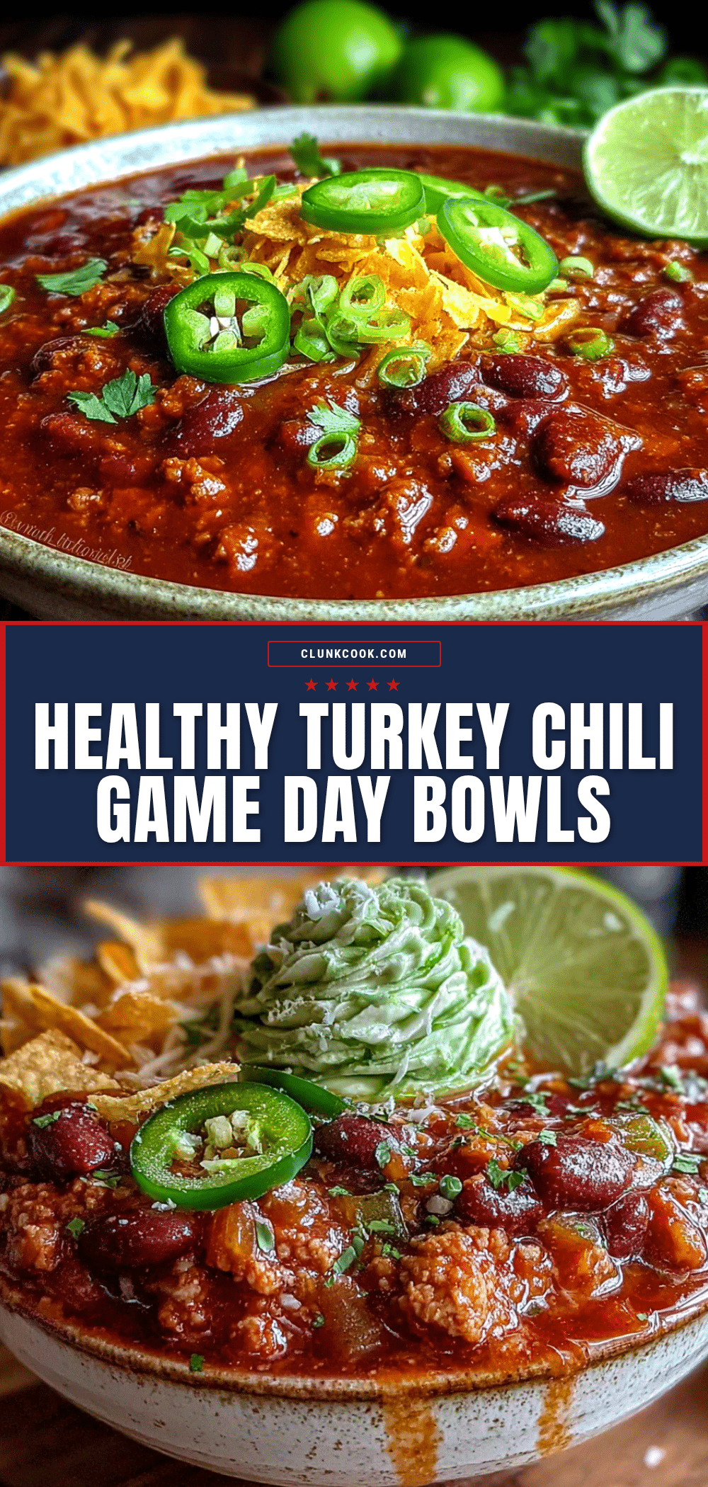 Healthy Turkey Chili Game Day Bowls recipe