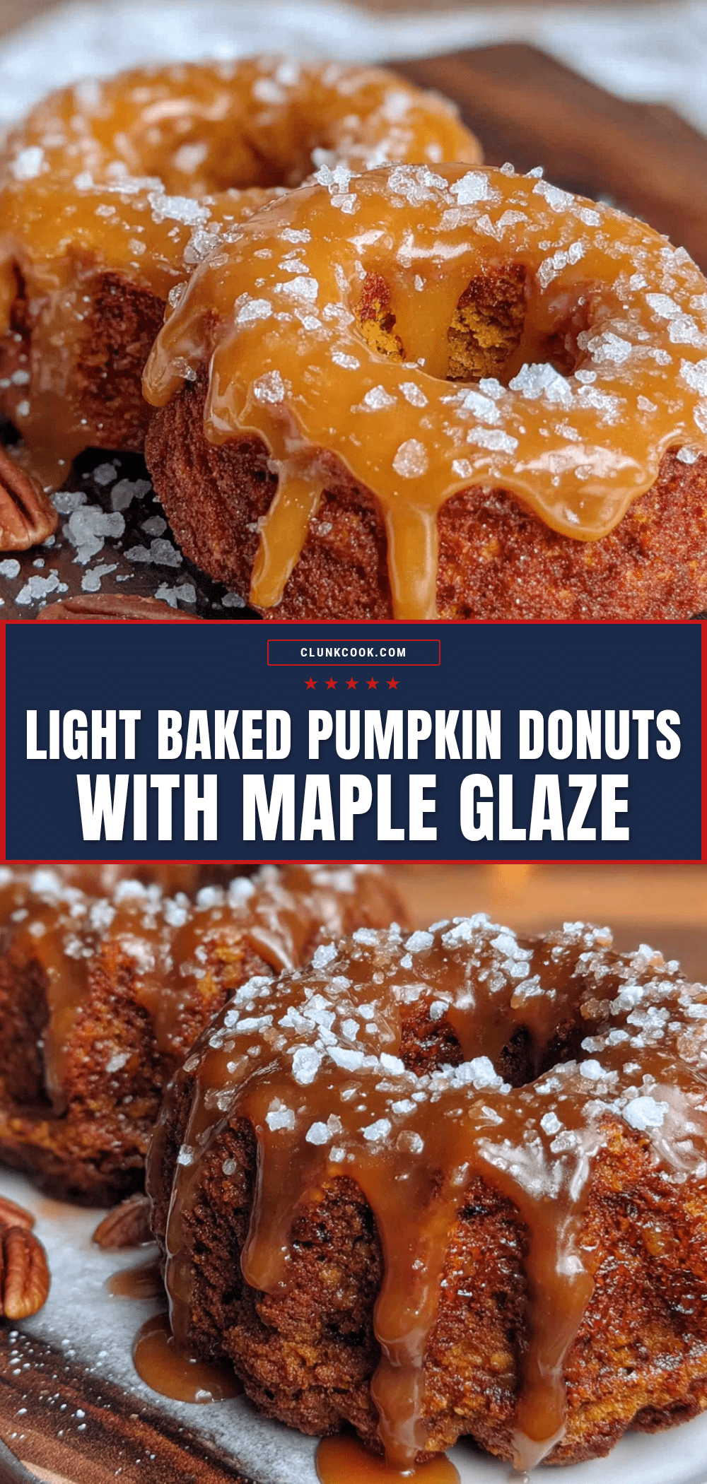 Light Baked Pumpkin Donuts with Easy Maple Glaze recipe