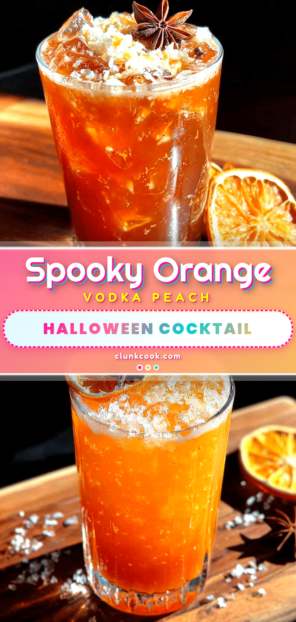 Spooky Orange Vodka Peach Cocktail recipe
